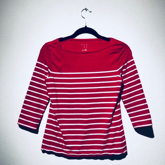 Red Nautical Cotton Shirt w/ Shoulder Detail - Picture 3 of 3